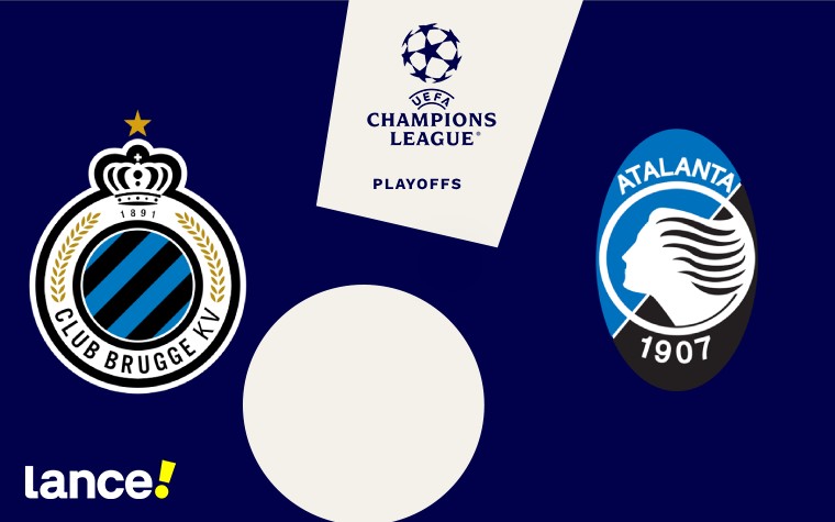 Confira todas as informações do duelo entre Brugge e Atalanta, válido pelos playoffs da Champions League (Foto: Arte / Lance!)