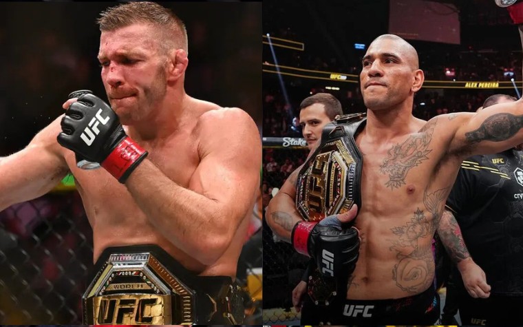 Alex Poatan e Du Plessis em ação pelo UFC (Foto: AFP)