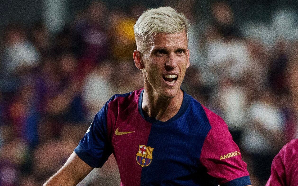 Dani Olmo comemora gol pelo Barcelona (Foto: Reprodução/Twitter)