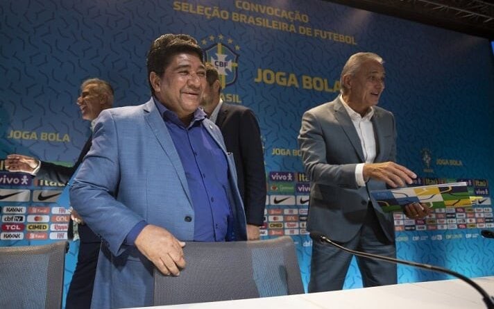 Ednaldo Rodrigues, presidente da CBF, ao lado de Tite (Foto: Lucas Figueiredo/CBF)