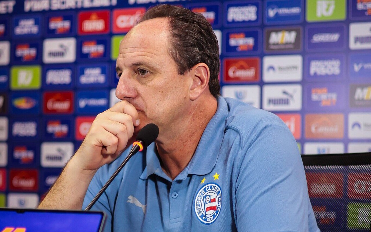Rogério Ceni em entrevista coletiva pelo Bahia (Foto: Letícia Martins / EC Bahia)