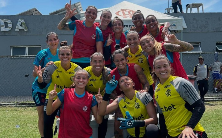 Flamengo Feminino após atividades (Foto: Reprodução/Flamengo)