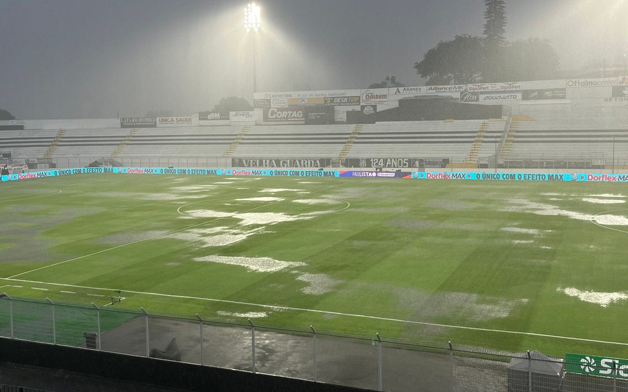 Gramado ficou encharcado após ortes chuvas em Campinas (Foto: Reprodução/X/Fábio Lazaro)