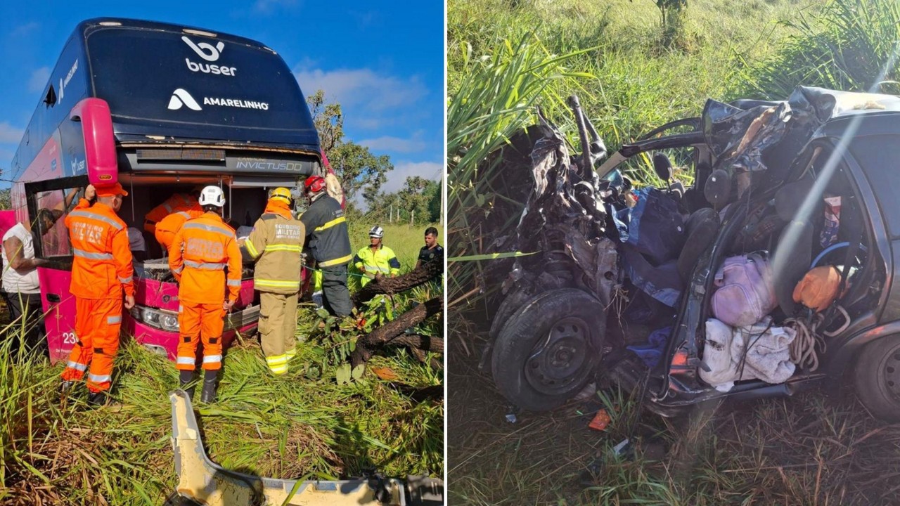 Uma criança, que estava no carro de passeio, foi socorrida com vida