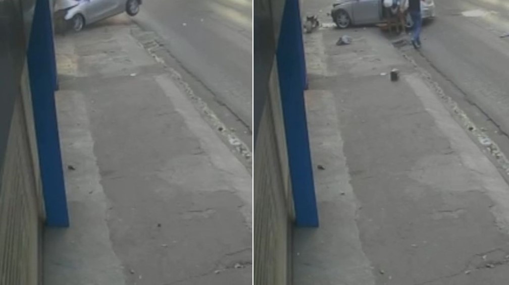 Câmera de monitoramento registrou batida de carro na avenida Dom Pedro II  