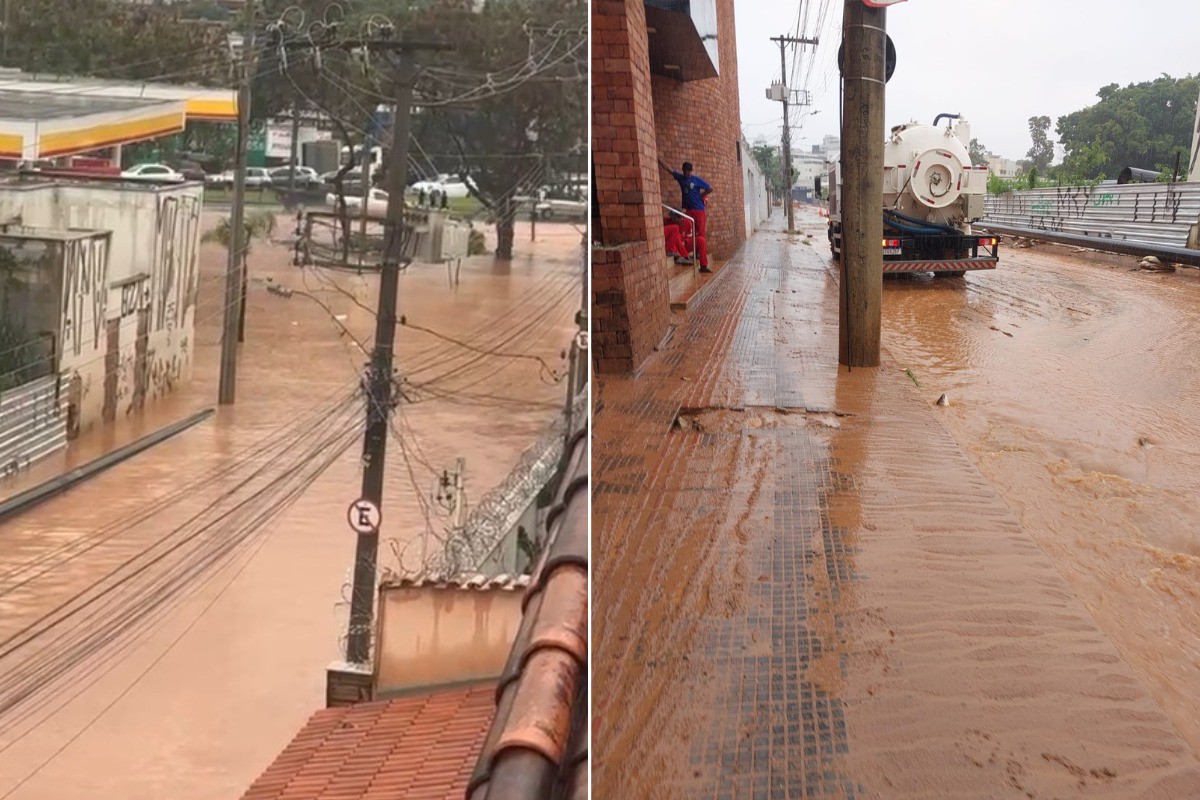 Rua Oscar Cantanheira foi tomada pela água durante a chuva 