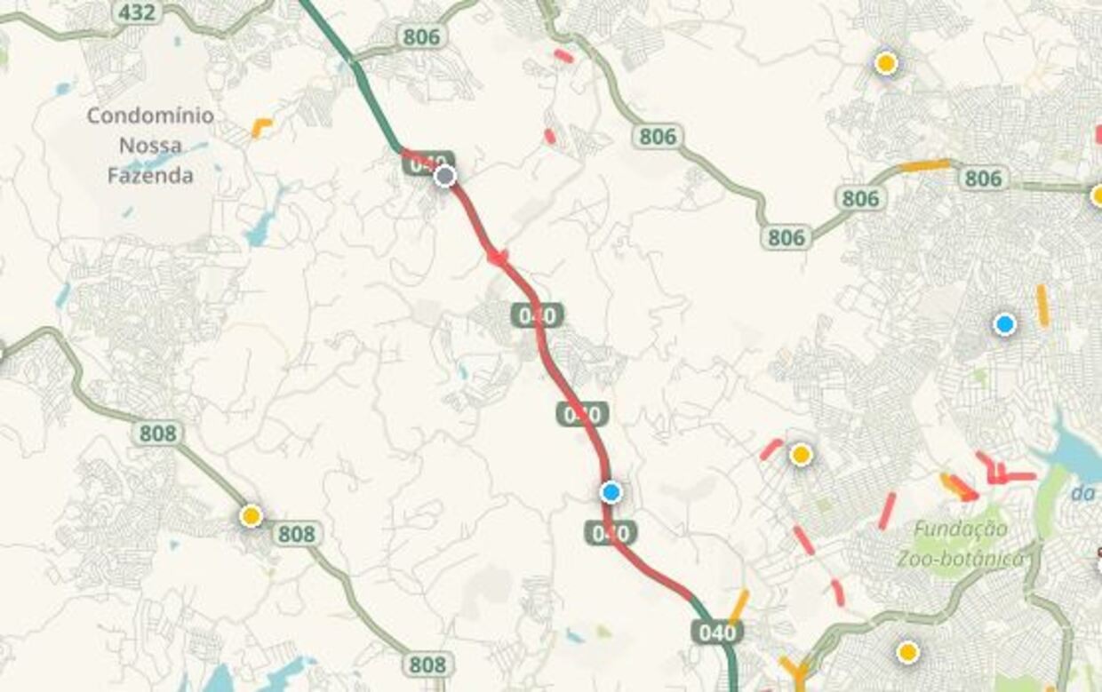 Lentidão a de 10 km na BR-040
