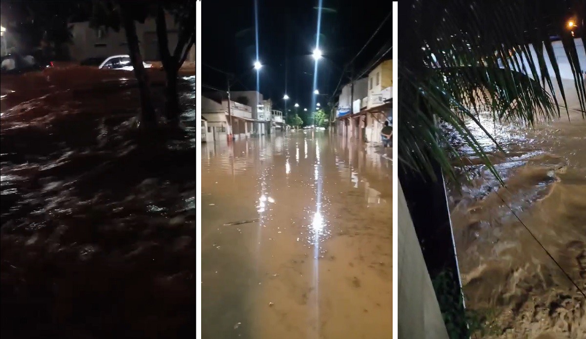Imagens feitas por moradores mostram ruas tomadas pela força da água