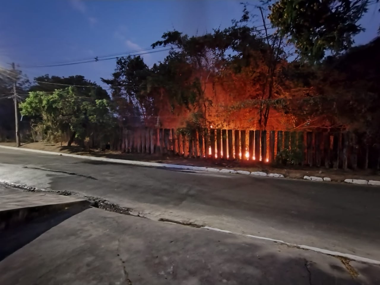 Há o registro de chamas altas, e o fogo também atingiu árvores
