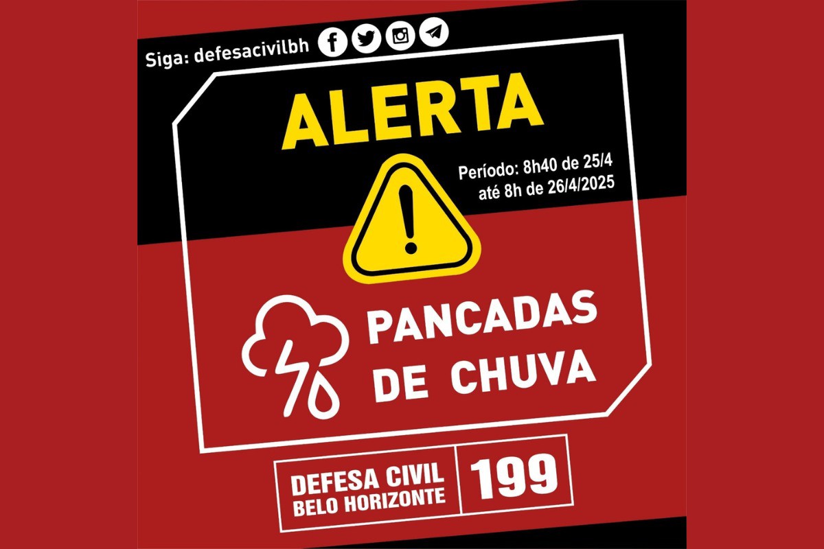 O alerta é válido até ás 8h de sábado.