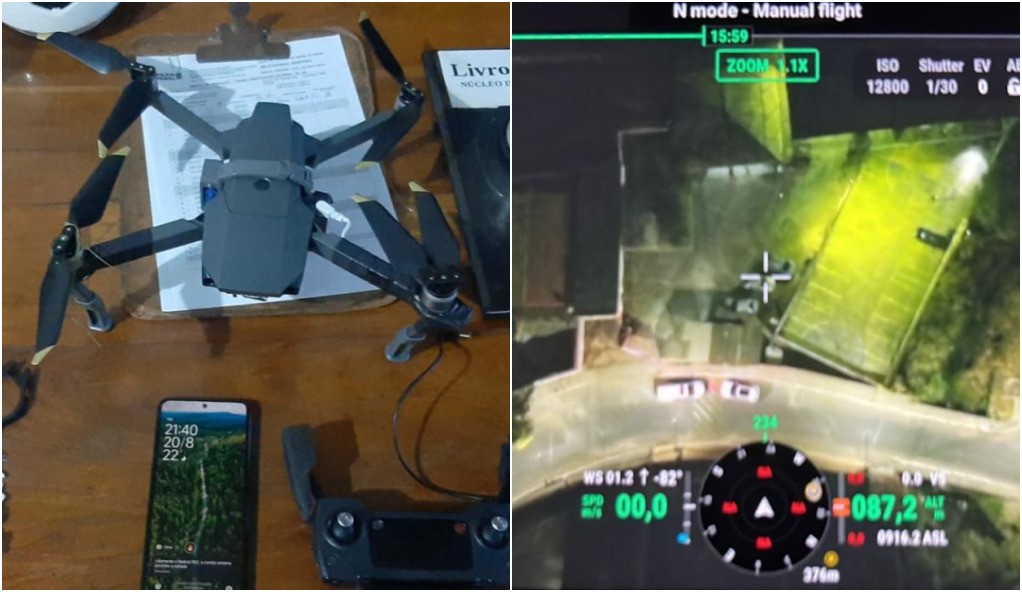 Polícia Penal apreendeu o drone que seria usado para levar drogas e celular para Penitenciária José Maria Alkimim 