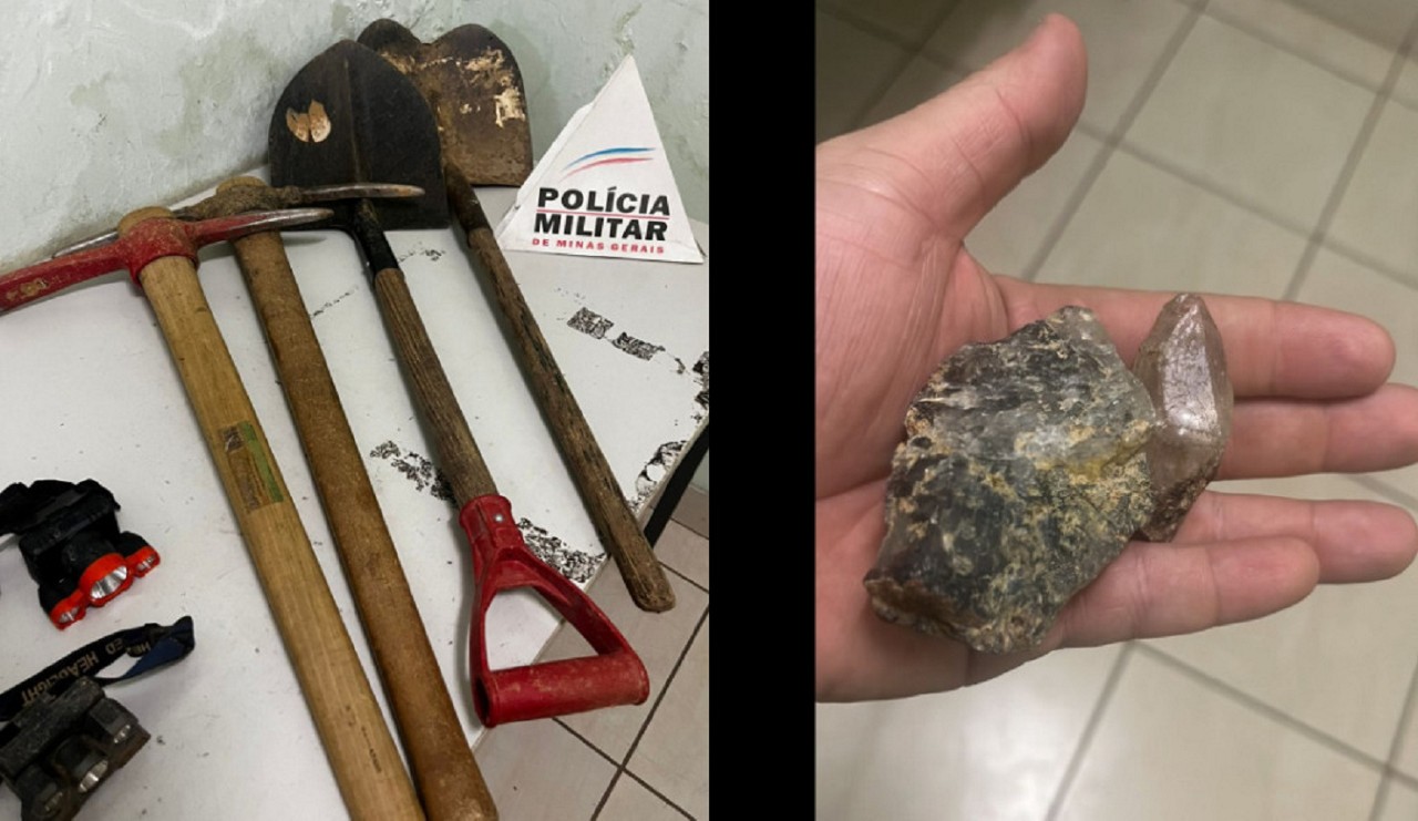 Pedras e ferramentas usadas na extração foram apreendidas