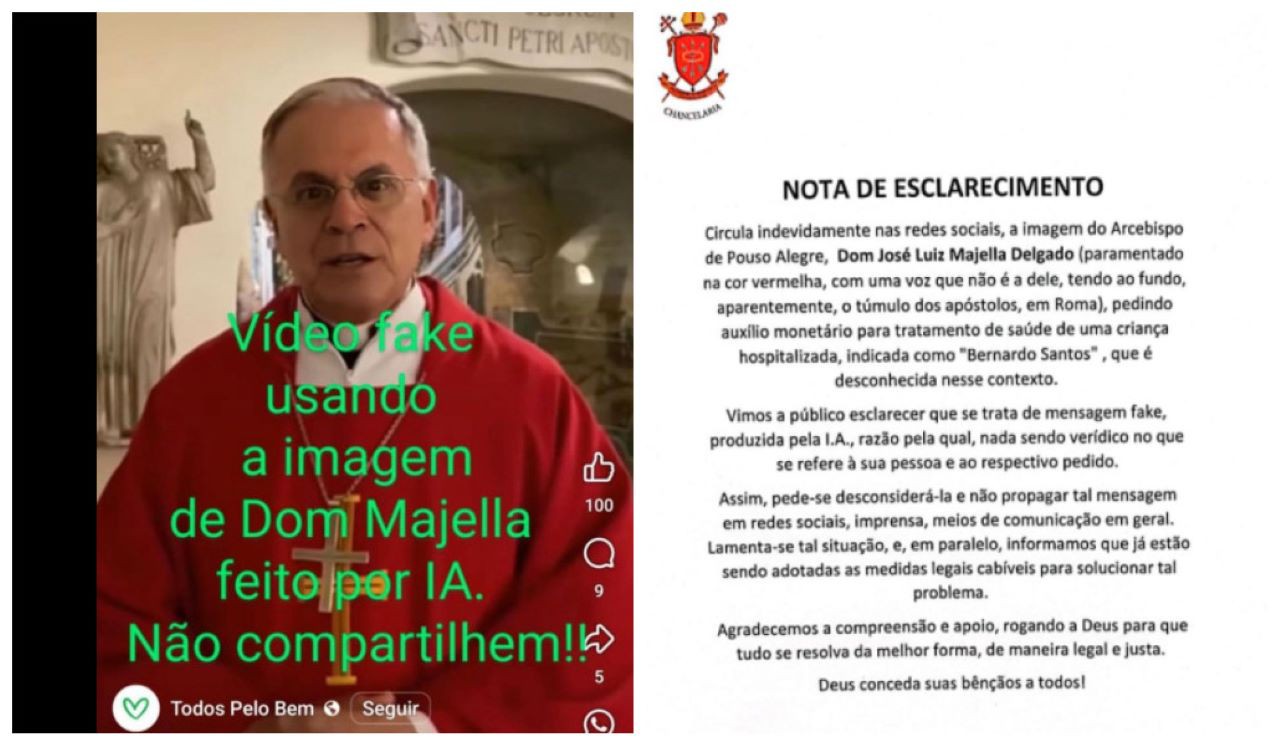 Vídeo falso mostra arcebispo vestido de vermelho e no fundo o túmulo do apóstolo Pedro, em Roma