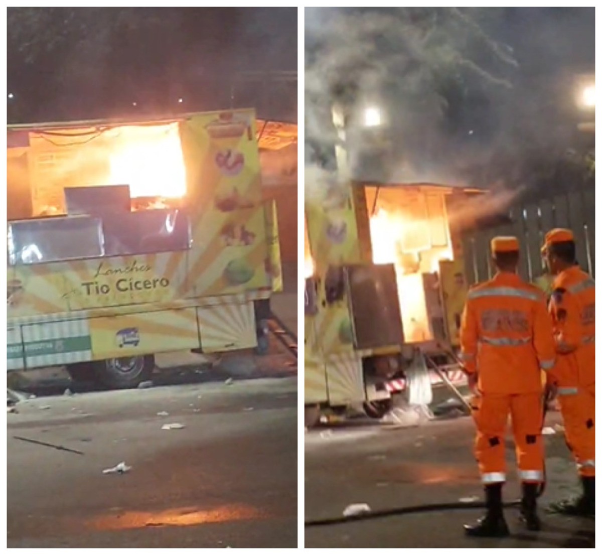 Corpo de Bombeiros foi mobilizado para combater chamas em carrinho de lanches próximo ao Mineirão