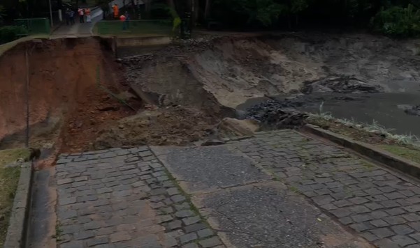 Rompimento de talude provocou o esvaziamento da Lagoa do Nado 