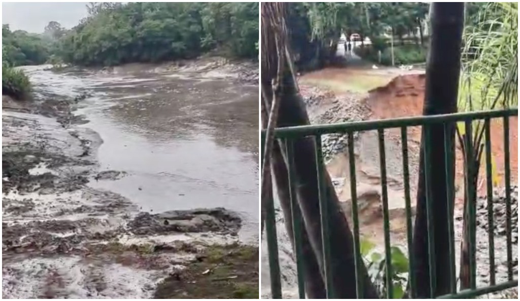 Lagoa do Nado ficou praticamente vazia após rompimento de talude 