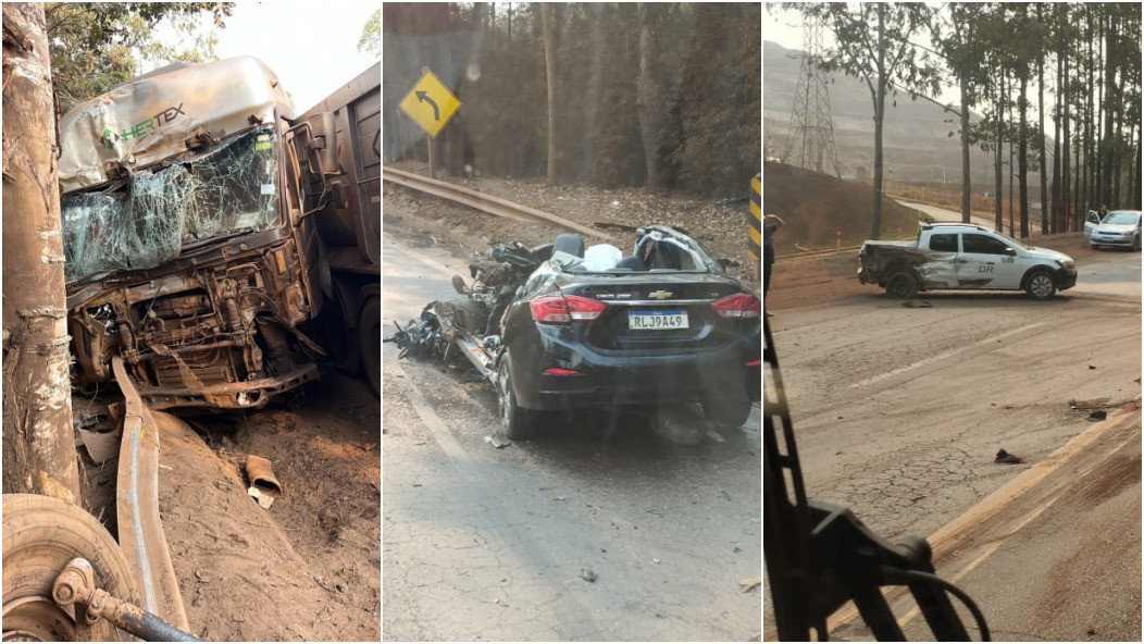 Acidente entre carros e carreta deixou um motorista morto e outro ferido na BR-040