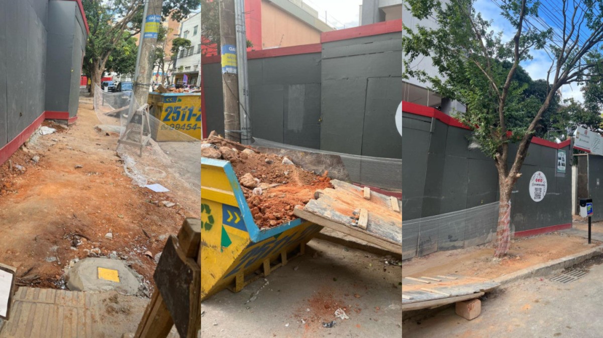 De acordo com a denunciante, que não quis se identificar, a obra toma conta do passeio desde abril deste ano.