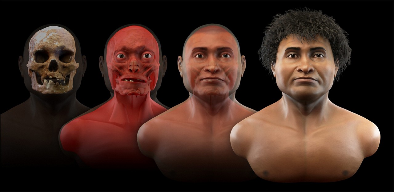 Pesquisador fez reconstituição facial de um crânio de 10 mil anos