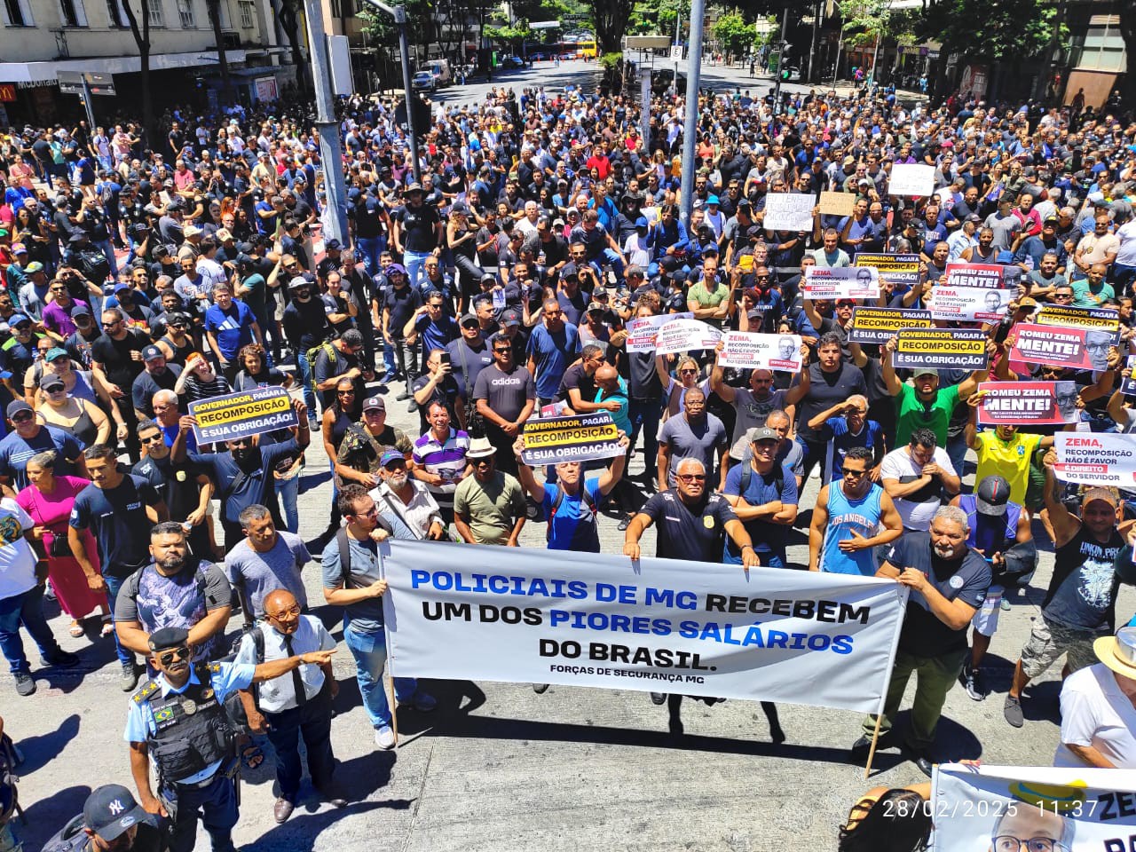 Protesto das forças de segurança em BH nesta sexta-feira
