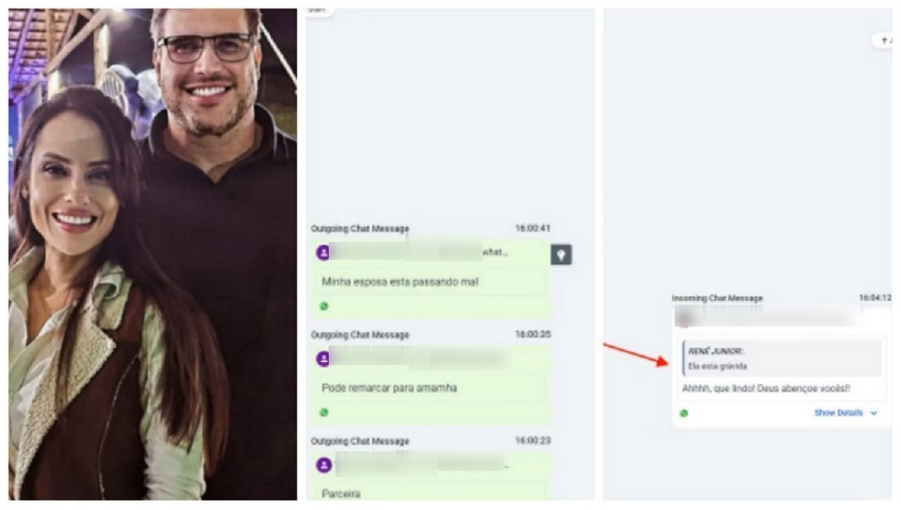 Em mensagens recuperadas pela Polícia Civil, Renê disse que a esposa e delegada Ana Paula estava grávida