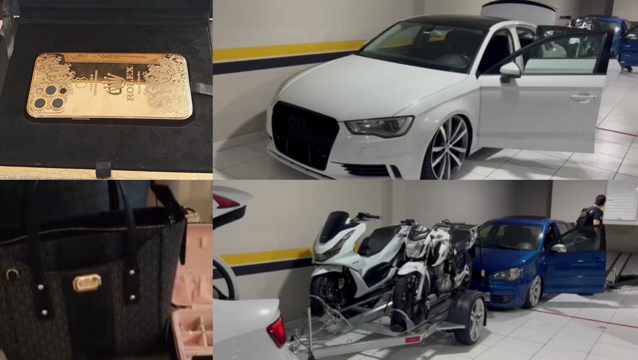 Veículos de luxo, itens de grife e joias foram apreendidos na residência dos influenciadores