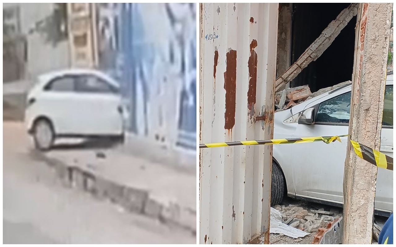 Veículo bateu no muro de uma casa 