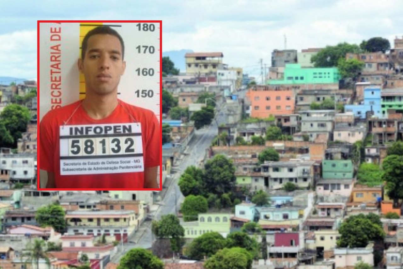 Foto mostra a comunidade de BH e, no detalhe, o suposto "patrão do tráfico" da região