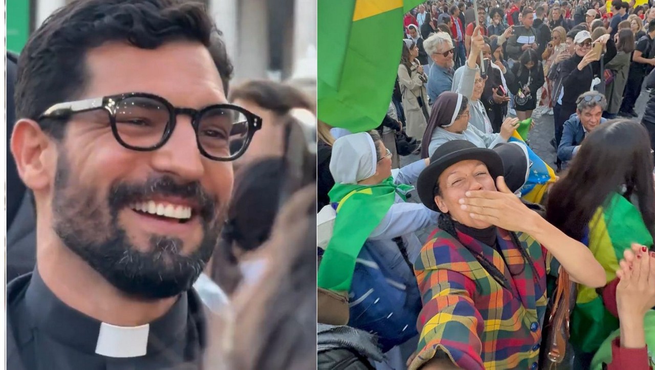 O padre Jefferson Maerighetti foi gravado pelo mineiro Giovanni Lopes na praça São Pedro