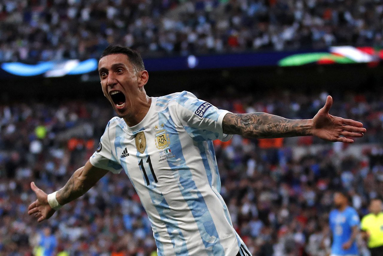 Di María comemora gol pela seleção da Argentina (Foto: ADRIAN DENNIS / AFP)
