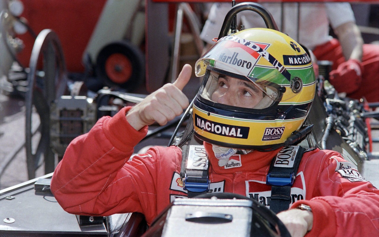 Ayrton Senna antes do GP de Mônaco pela F1 (Foto: AFP)