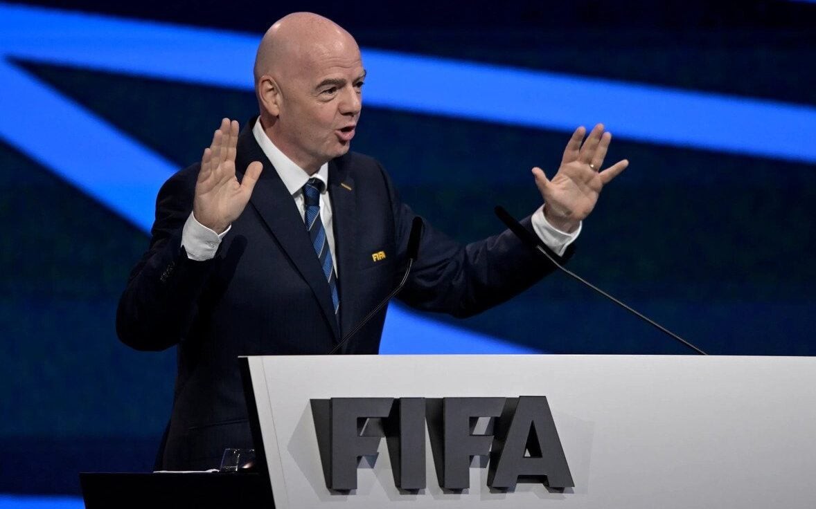 Gianni Infantino, presidente da Fifa, fala no 75º Congresso da entidade (Foto: Reprodução / Fifa)