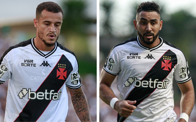Coutinho e Payet jogaram juntos pela primeira vez em 2025 (Montagem Lance - Fotos: Matheus Lima/Vasco)