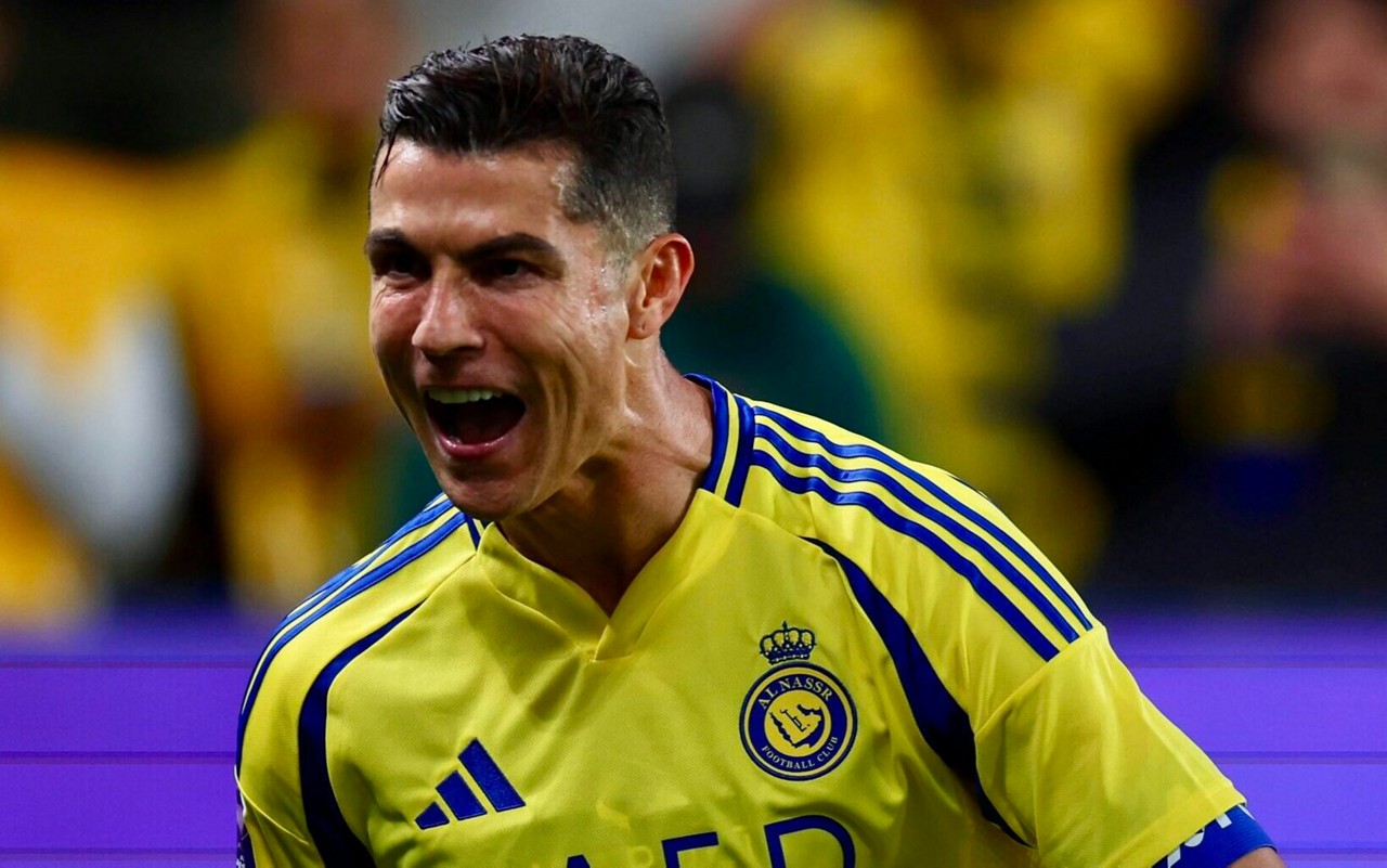 Cristiano Ronaldo comemora gol pelo Al-Nassr na Champions Asiática (Foto: Reprodução / X)