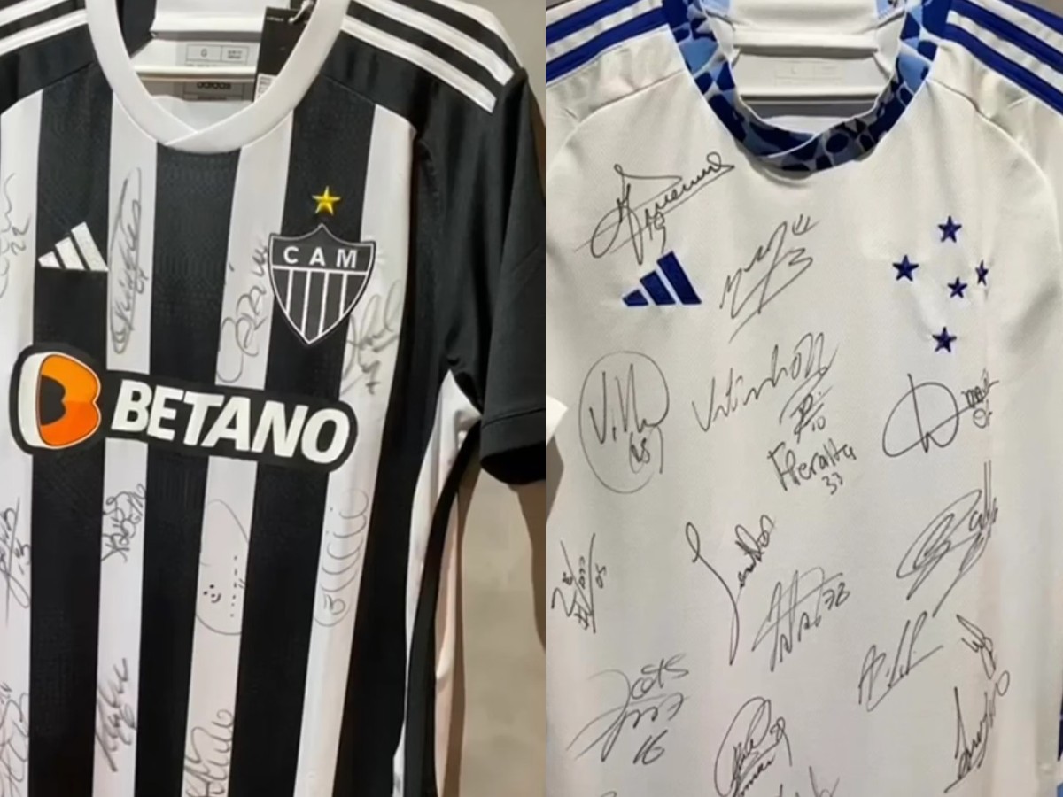 Cada número das rifas das camisas autografadas de Atlético e Cruzeiro custa apenas R$ 2,00