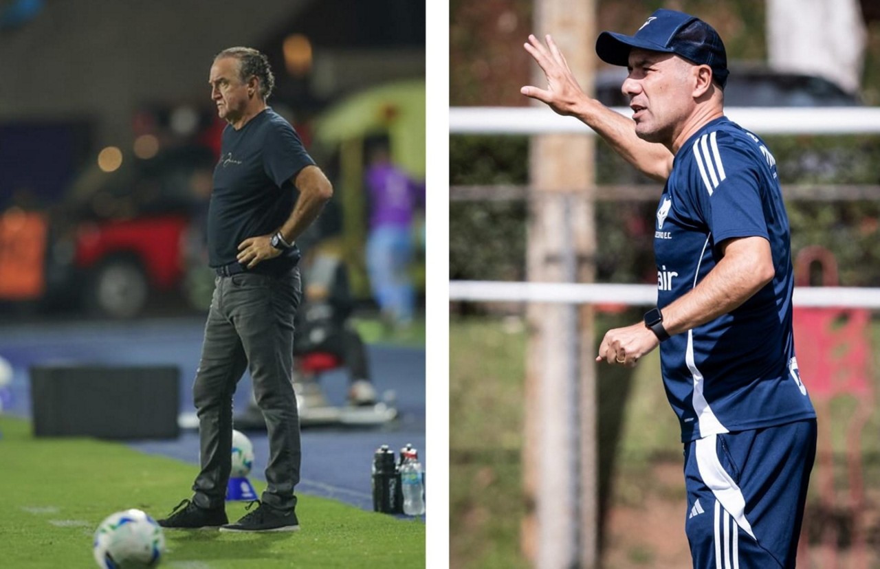 Cuca, técnico do Atlético e Leonardo Jardim, comandante do Cruzeiro