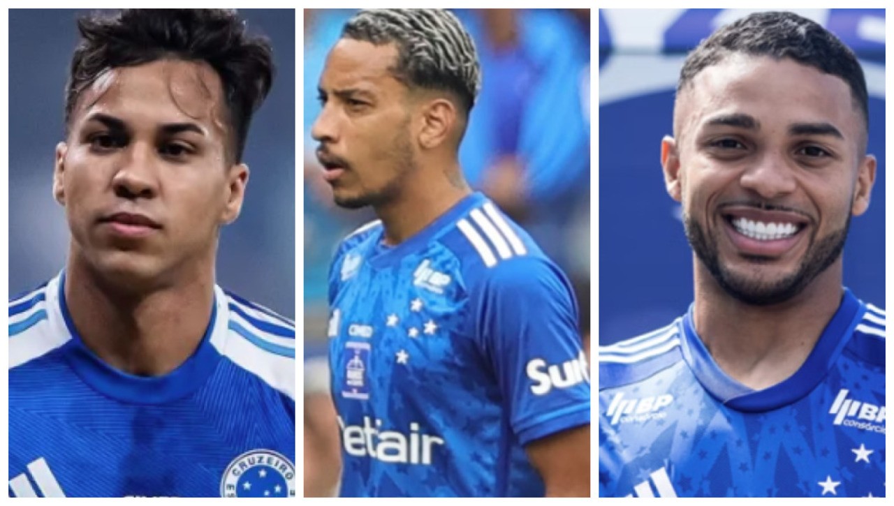 Kaio Jorge, Matheus Pereira e Wanderson: trio está no Departamento Médico do Cruzeiro 