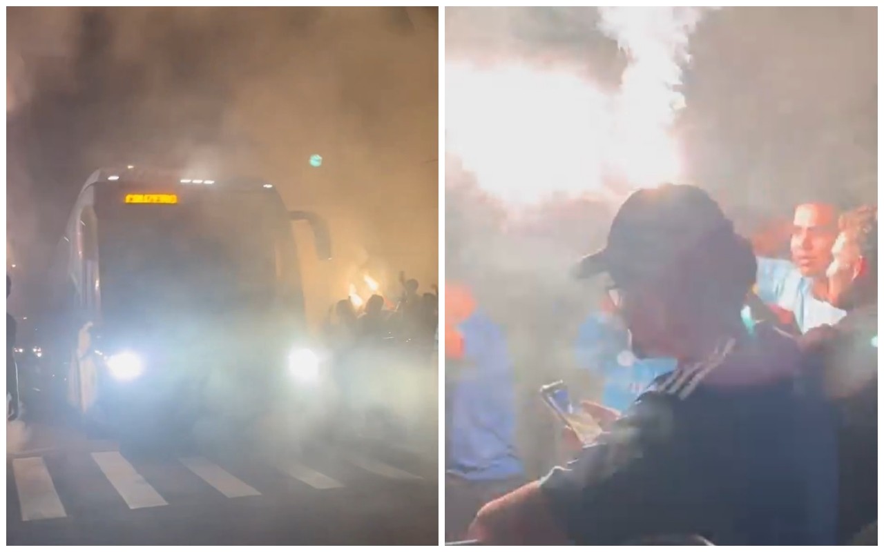 Torcida marcou presença na chegada do Cruzeiro