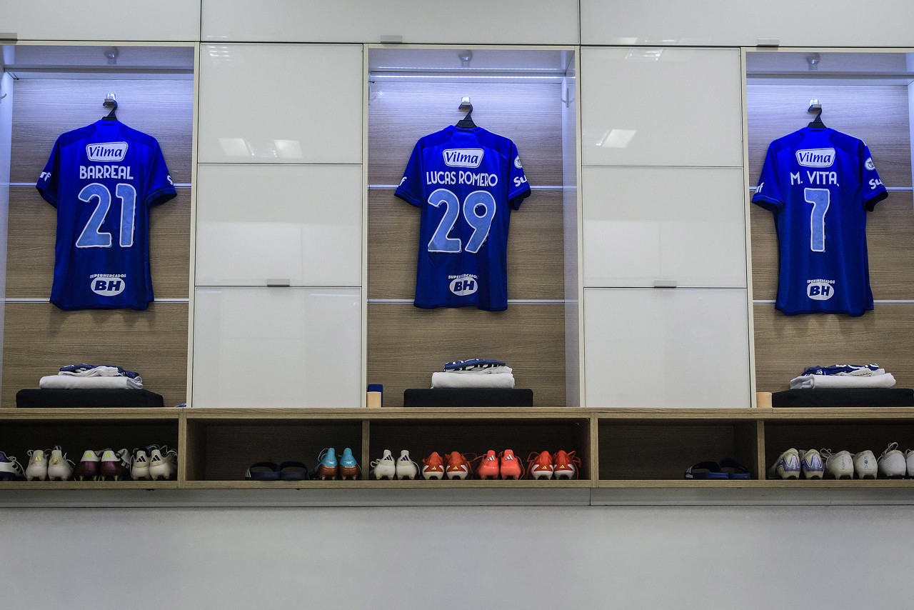 Vestiário da equipe mineira no estádio de Itaquera