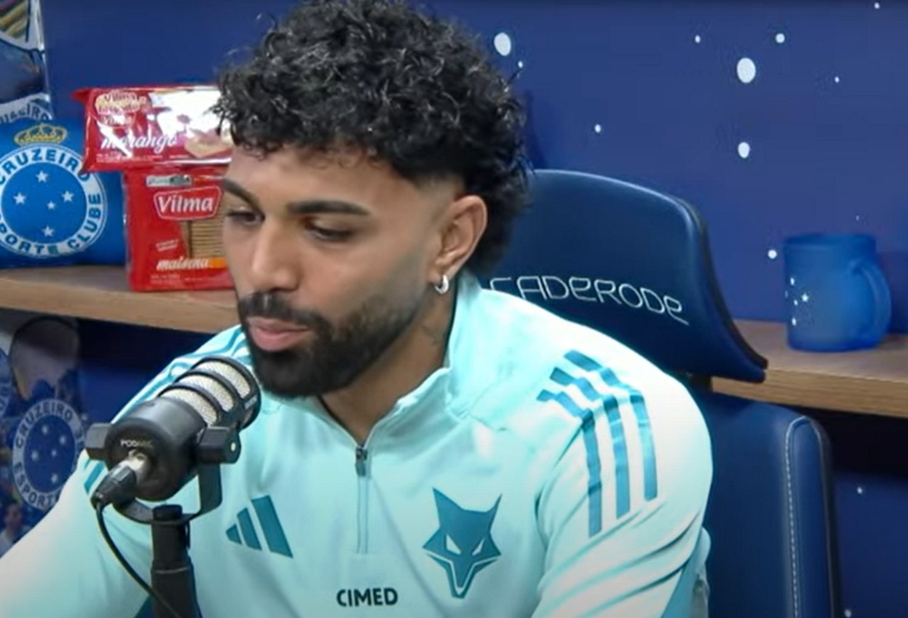 Gabigol durante participação no Cruzeiro Cast na tarde desta quarta-feira (7)
