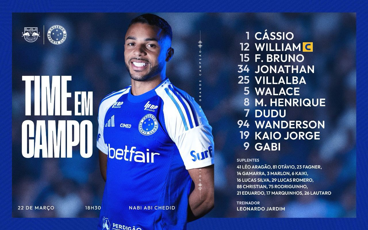 Cruzeiro escalado para enfrentar o Bragantino