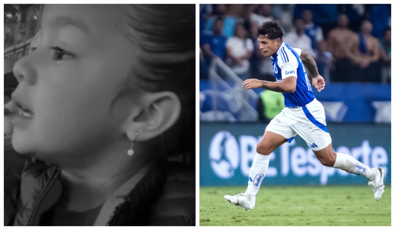 Pequena Rufina, de apenas cinco anos, foi no embalo da torcda do Cruzeiro no Mineirão