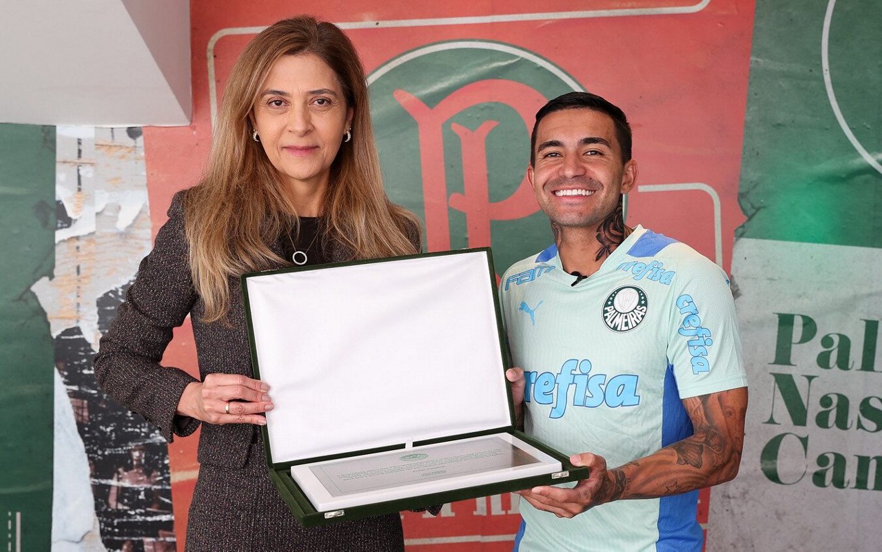 Leila Pereira e Dudu tiveram desentendimento no início do ano (Foto: Fabio Menotti/Palmeiras)