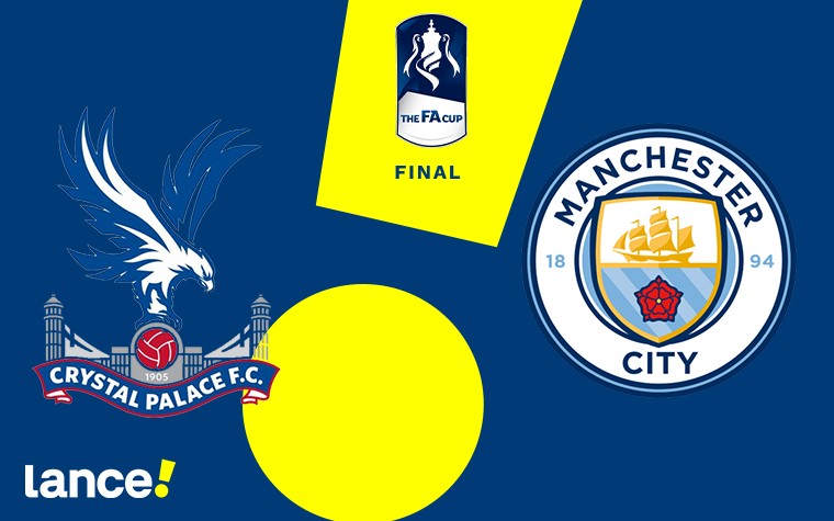Crystal Palace e Manchester City se enfrentam pela final da Copa da Inglaterra (Foto: Arte/Lance!)