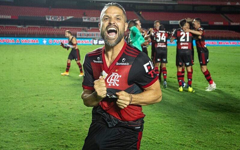 Diego comemorando título pelo Flamengo (Foto: Alexandre Vidal/Flamengo)