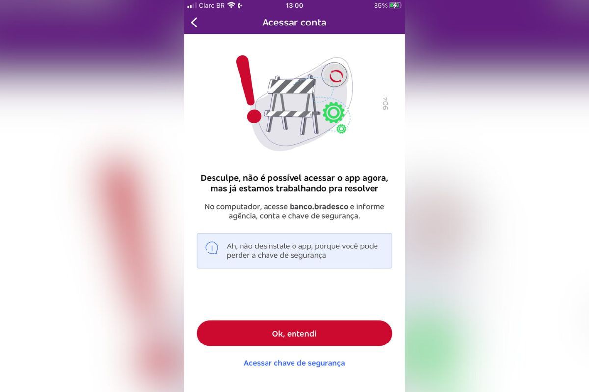 Bradesco recomendou, no X, que os usuários tentem acessar o app mais tarde