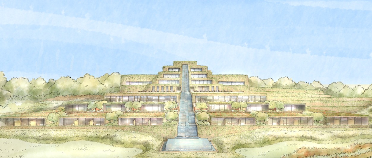 Projeto inclui hotel com fachada inspirada nos templos incas
