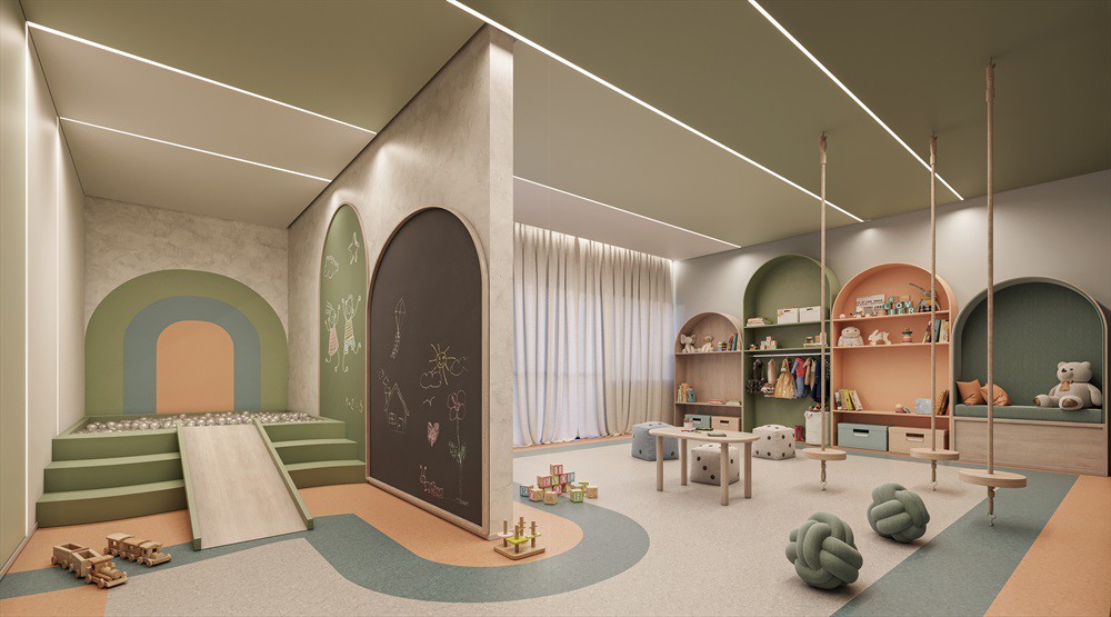 Projeto de Espaço Kids para o Edifício Adaggio Lídice, em Uberlândia, no Triângulo Mineiro
