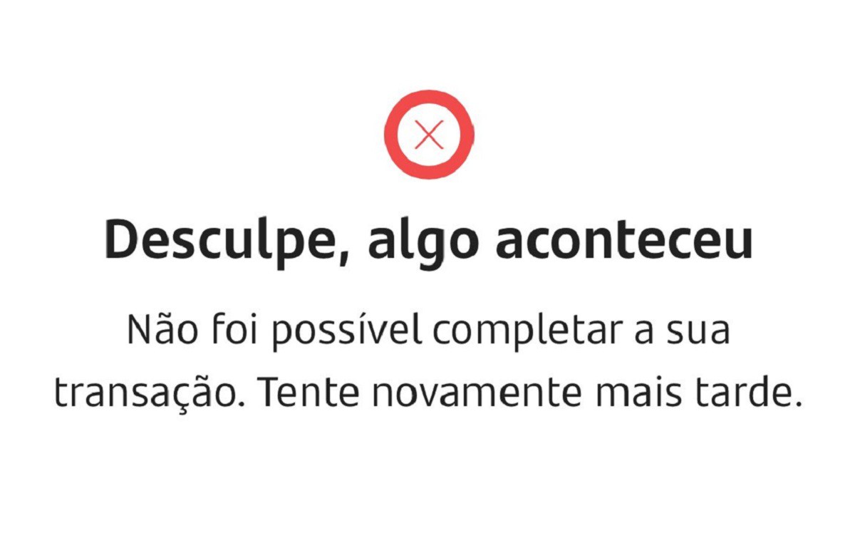 Mensagem de erro aparecia quando o usuário tentava fazer Pix