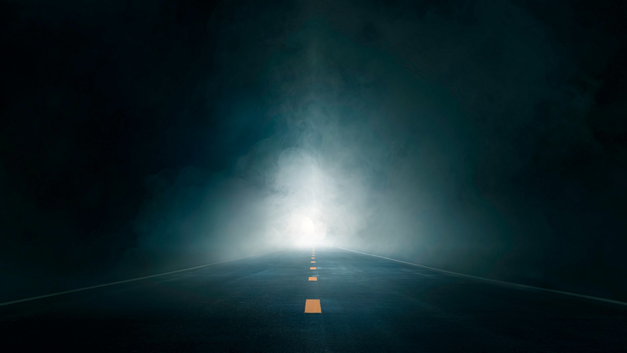Dark street, wet asphalt abstract dark blue background, empty dark scene, neon light, spotlights The concrete floor and studio room with smoke float up the interior texture for display products